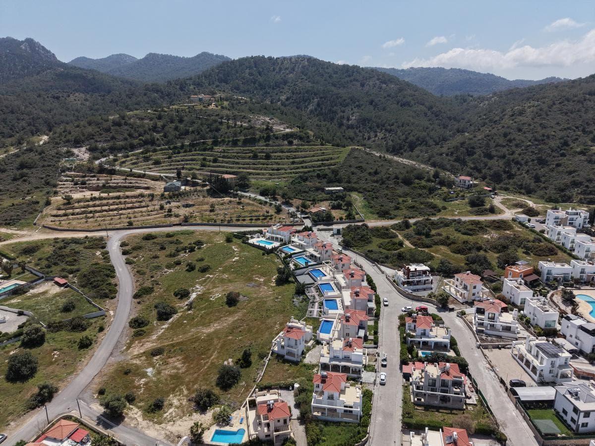 Mountain and village aerial
