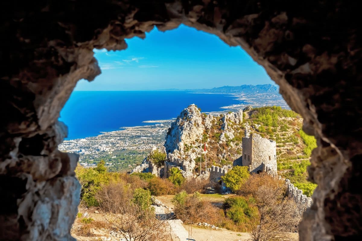 Interior courtyard and archways of St. Hilarion Castle