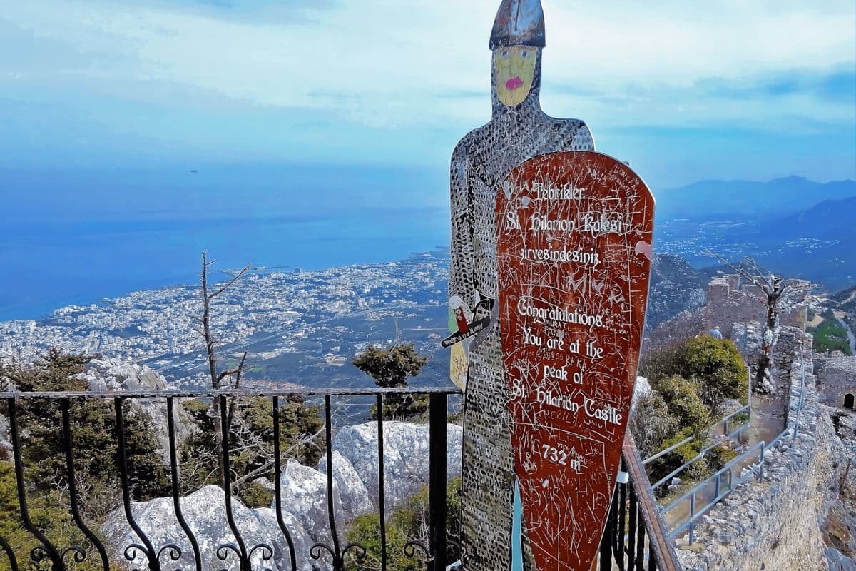 St. Hilarion Castle at sunset with Mediterranean views